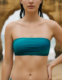 Transformative Teal Ripple Bandeau Bikini Top