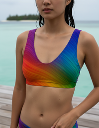 Colorful Wave Rainbow Padded Bikini Top