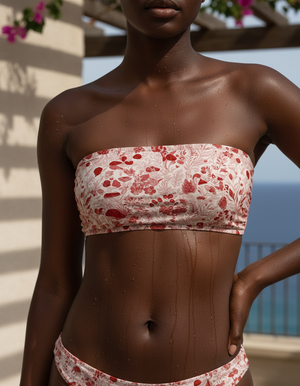 Fiery Red Meadow Bikini Top Bandeau Bikini Top — Dripper