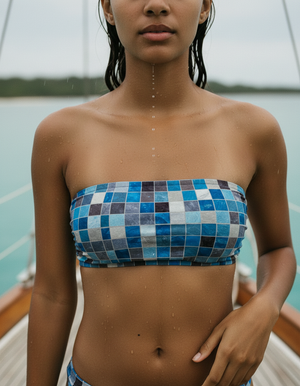Blue Aura Kaleido Bikini Top Bandeau Bikini Top — Dripper