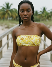 Yellow Poppy Bandeau Bikini Top