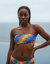 Hot Pink Prism Bandeau Bikini Top