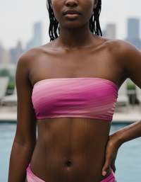 Dusty Rose Ripple Bandeau Bikini Top