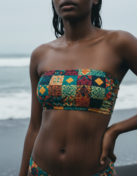 Transformative Teal Pulse Bandeau Bikini Top