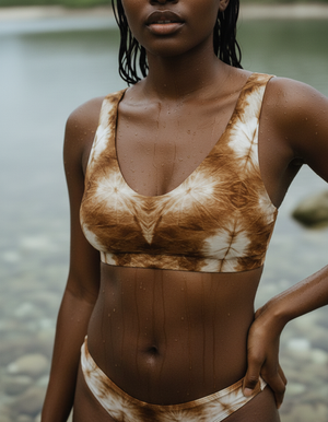 Coffee Bean Indigo bikini tops