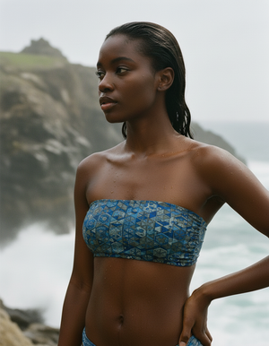 Blue Aura Yuzu Bikini Top Bandeau Bikini Top — Dripper