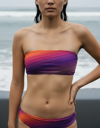 Tea Rose Ripple Bandeau Bikini Top