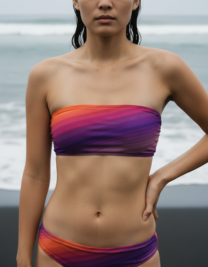 Tea Rose Ripple Bikini Top Bandeau Bikini Top — Dripper