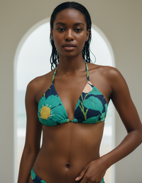 Turquoise Koi Padded String Bikini Top
