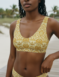 Yellow Rangoli Padded Bikini Top