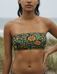Lime Acanthus Bandeau Bikini Top