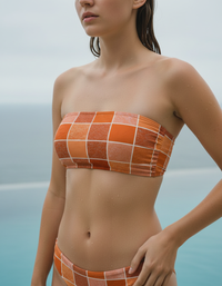 Citrus Orange Rhapsody Bandeau Bikini Top