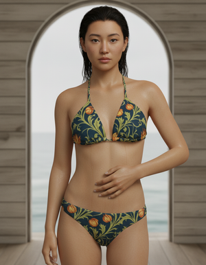Lime Acanthus Bikini Top Padded String Bikini Top — Dripper