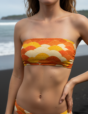 Citrus Orange Kairo Bikini Top Bandeau Bikini Top — Dripper