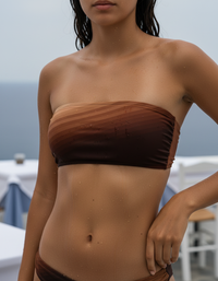 Coffee Bean Ripple Bandeau Bikini Top