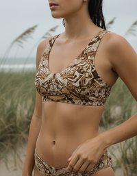 Coffee Bean Burst Padded Bikini Top