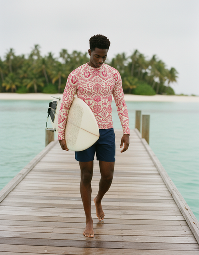 Men's Hot Pink Rangoli rash guard