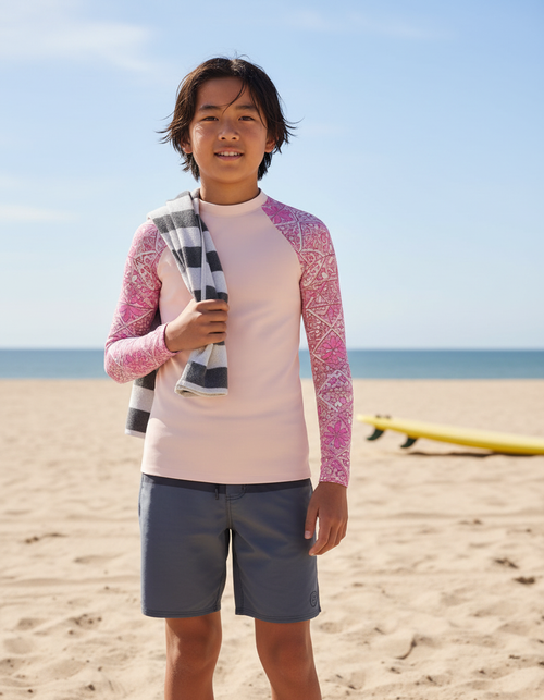 Millennial Pink Zellige Youth Rash Guard Youth Rash Guard — Dripper