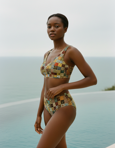 Burnt Sienna Celeste high-waisted bikini
