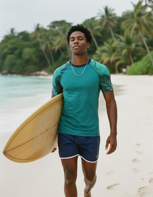 Men's Turquoise Tropique men's short-sleeve rashguards