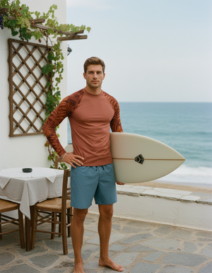 Burnt Sienna Emerald Rash Guard Men's Rashguard — Dripper