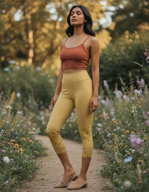 Lemon Yellow Nimbus capri yoga leggings