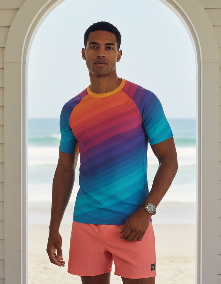 Men's Striped Rash Guard