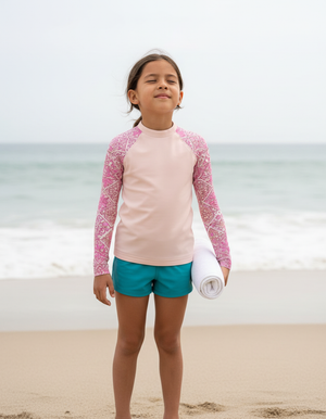 Millennial Pink Zellige Kids Rash Guard Kids Rash Guard — Dripper