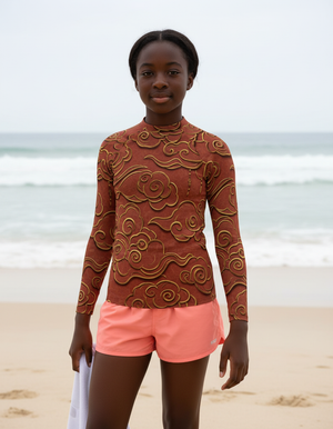 Burnt Sienna Zephyr Youth Rash Guard Youth Rash Guard — Dripper