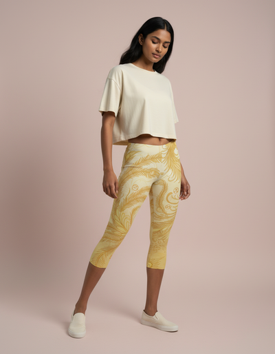 Lemon Yellow Ember Capri Leggings capri leggings