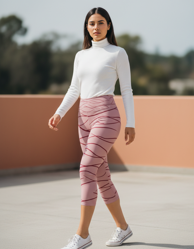 Dusty Rose Aqua Capri Yoga Leggings capri yoga leggings