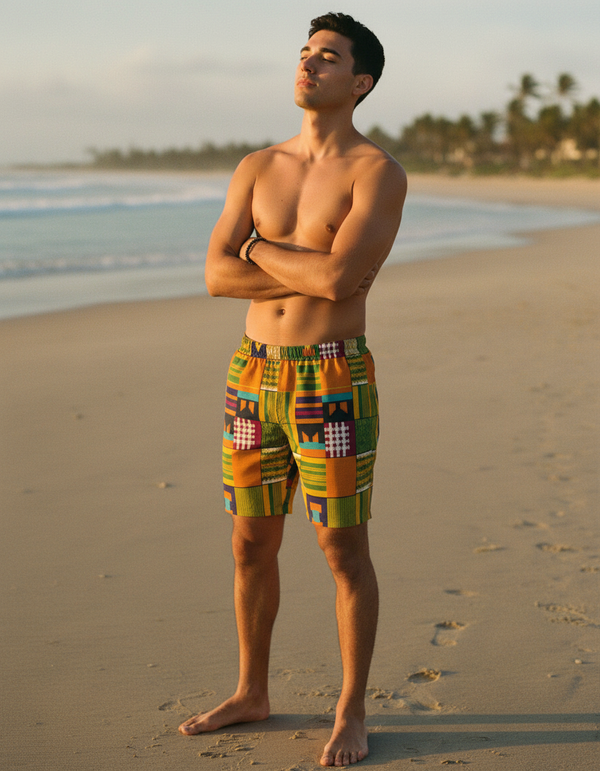 Men's African Kente Swim Trunks