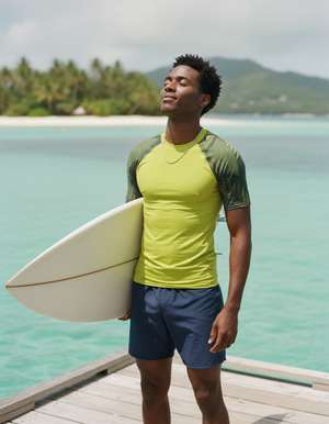 Men's Runway Chartreuse Tropique men's short-sleeve rashguards