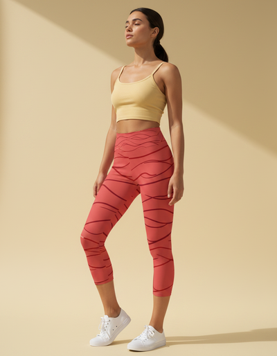 Fiery Red Aqua Capri Yoga Leggings capri yoga leggings