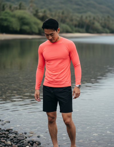 Men's Neon Coral rash guard