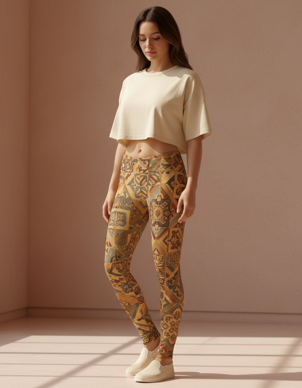 Women's Geometric Azulejo Leggings