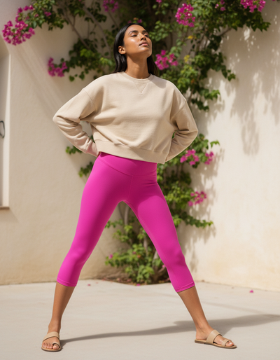 Shocking Pink Capri Leggings capri leggings