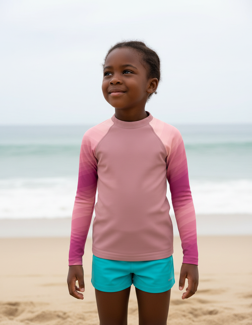 Dusty Rose Ripple Kids Rash Guard Kids Rash Guard — Dripper