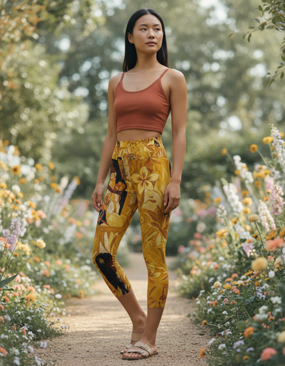 Lemon Yellow Tiare Capri Yoga Leggings capri yoga leggings
