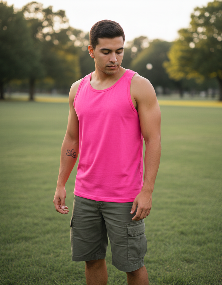 Shocking Pink Tank Top Men's Tank Top — Dripper