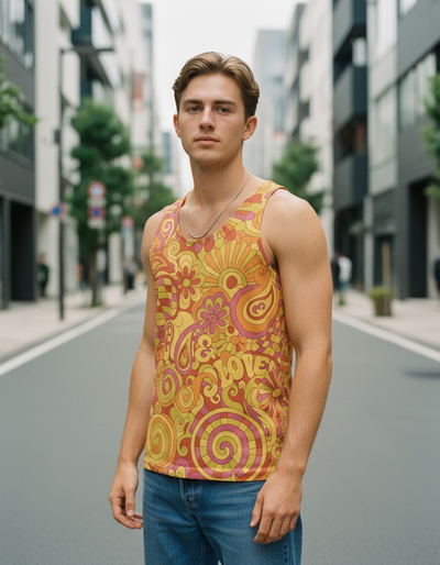 Men's Yellow Trippy Tank Top tank top