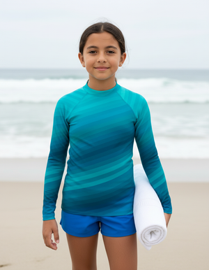 Transformative Teal Ripple Youth Rash Guard Youth Rash Guard — Dripper