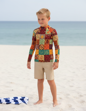 Fiery Red Pulse Kids Rash Guard Kids Rash Guard — Dripper