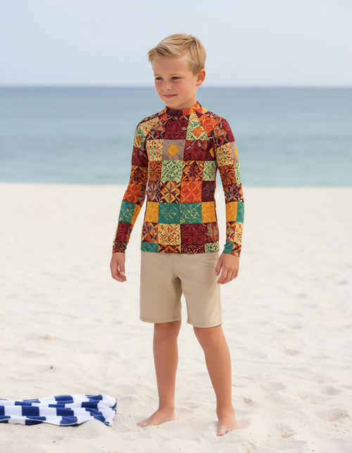Kids Fiery Red Pulse kids rashguards