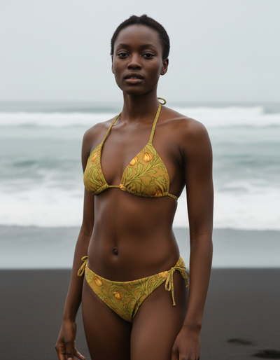 Yellow Acanthus string bikini