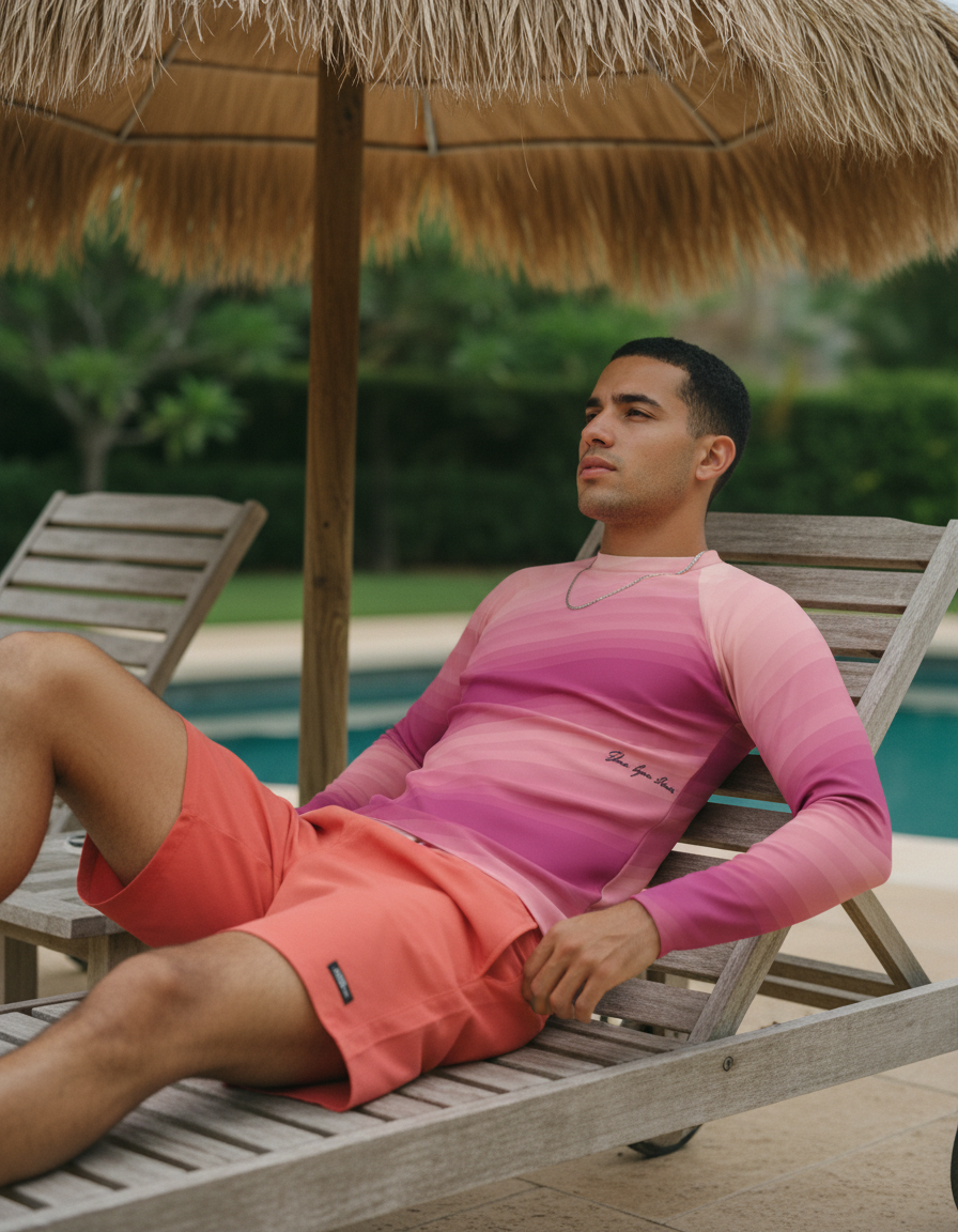 Men's Dusty Rose Ripple men's rashguards