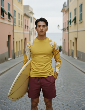 Lemon Yellow Tropique Rash Guard Men's Rashguard — Dripper