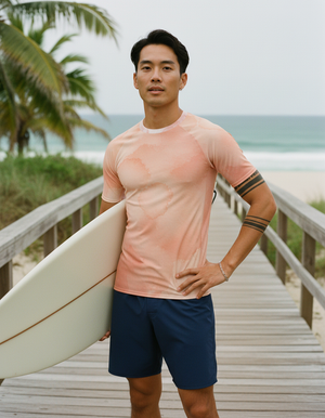 Coral Mosaic Rash Guard Men's Rashguard — Dripper