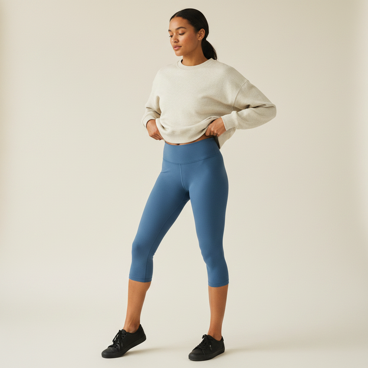 Wedgwood Blue Leggings Capri Yoga Leggings — Dripper