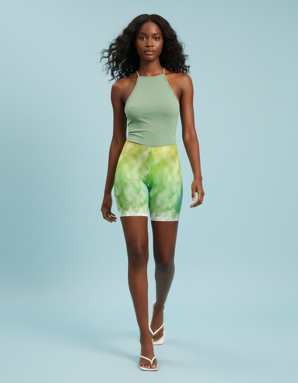 Women's Short Shorts in Runway Chartreuse Mosaic